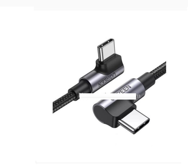 Cáp USB type C màu đen bọc nhôm dây dù chống nhiễu US335 Ugreen 70697 1.5m 2 đầu bẻ 90 độ vuông góc - hàng chính hãng