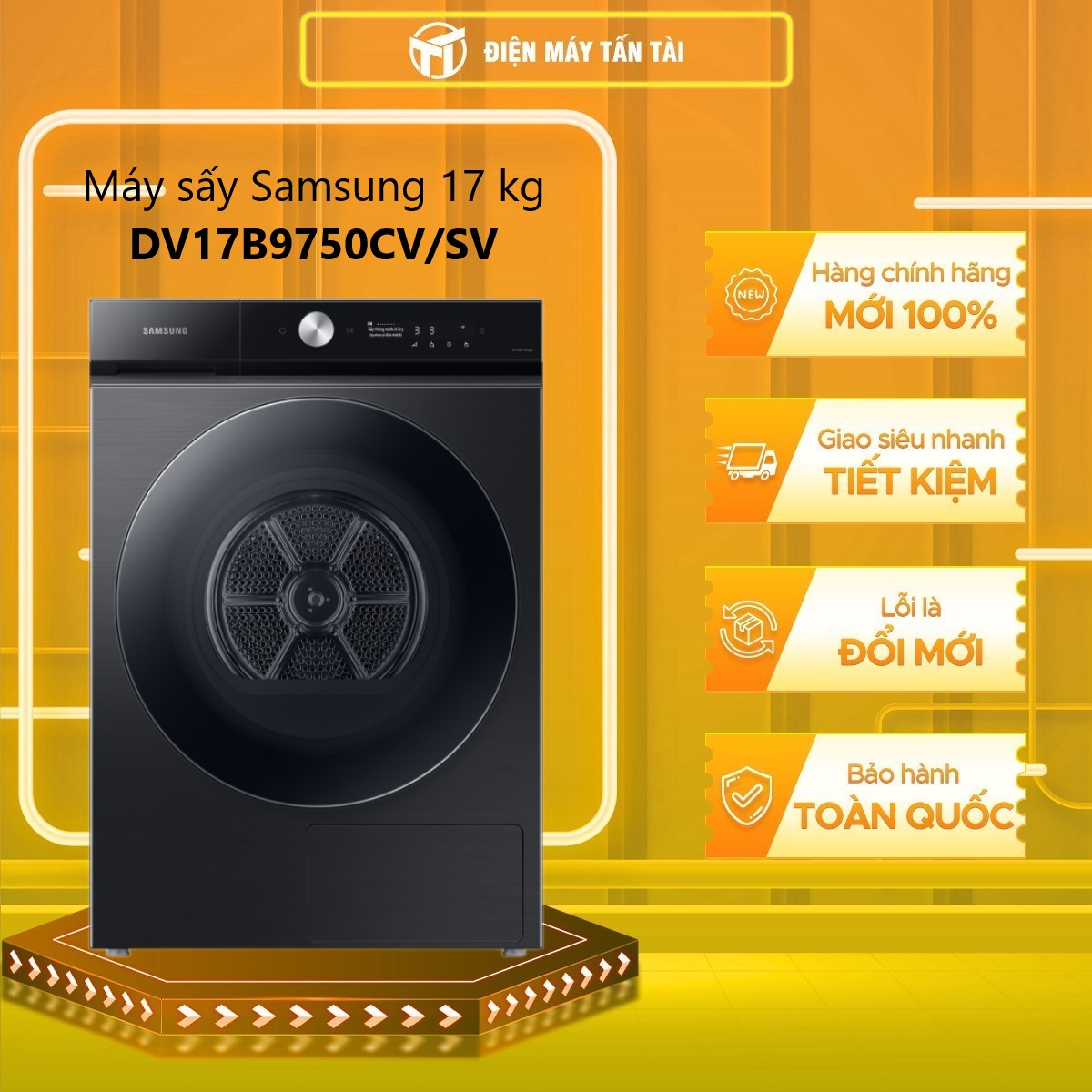 Máy sấy bơm nhiệt Samsung 17 kg DV17B9750CV/SV - Hàng chính hãng