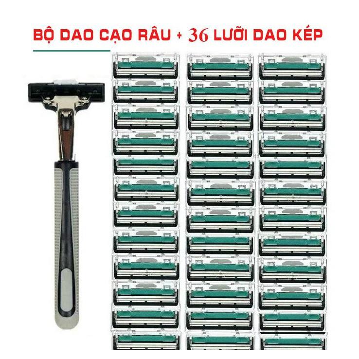 Dao cạo râu lưỡi kép - 36 lưỡi thay thế (Tặng kèm 1 tuýp kem cạo râu)