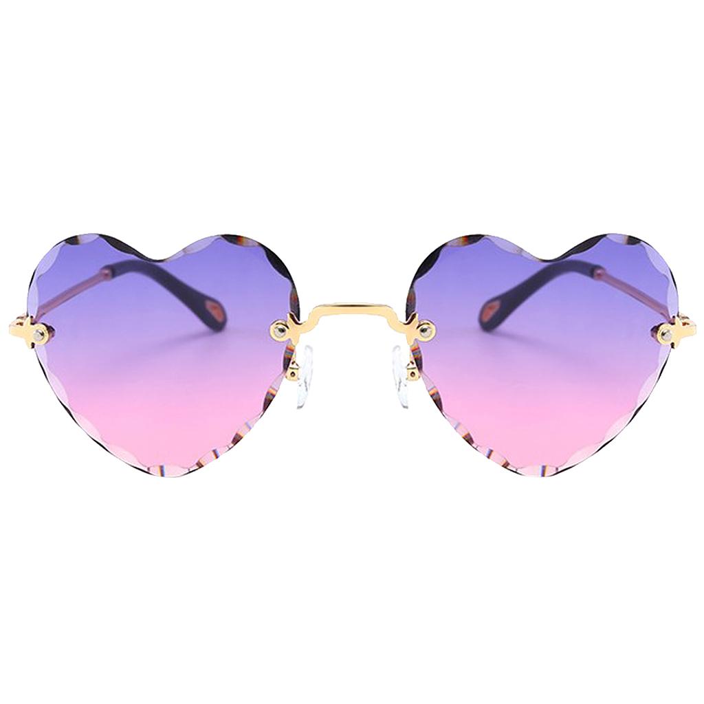 2x Frameless Sunglasses for Women Heart Shaped UV400 Glasses  Pink Sun Glasses