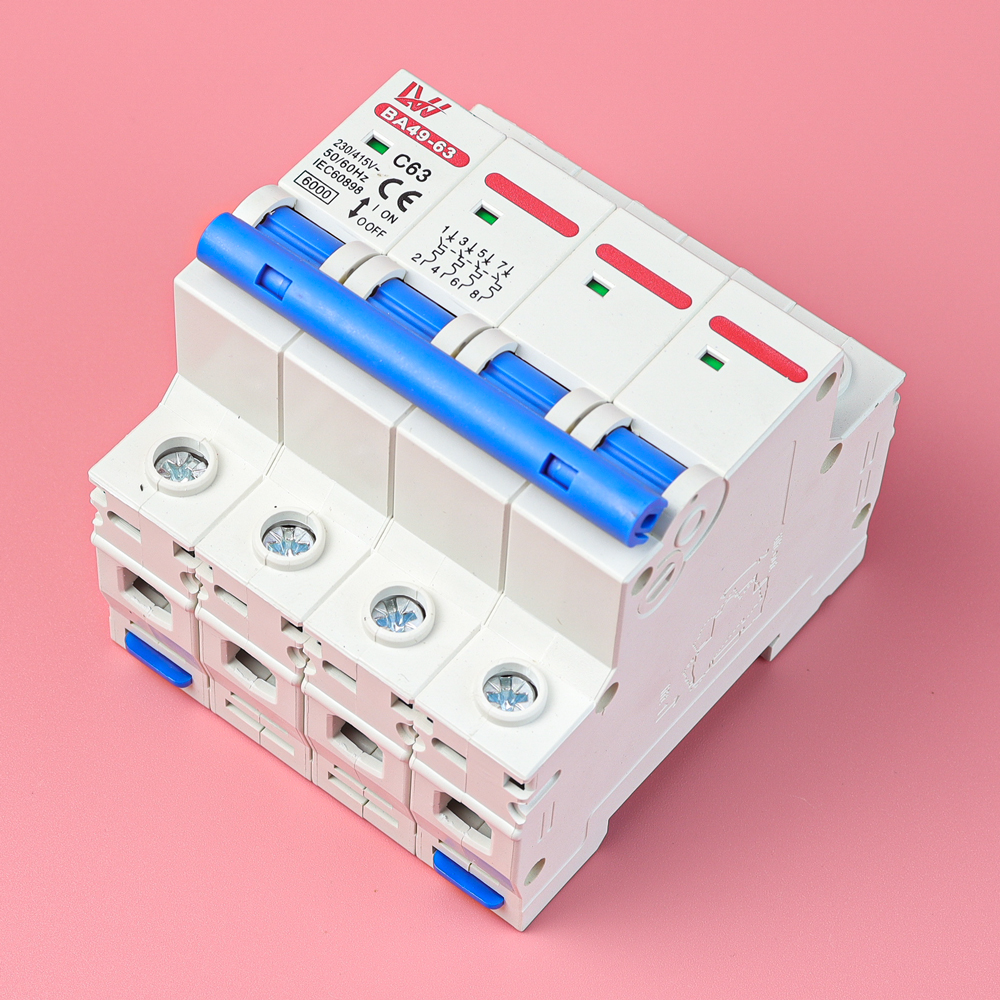 Bộ ngắt mạch Aptomat tự động LW MCB AC 4P 220V 380V Bảo vệ quá tải ngắn mạch