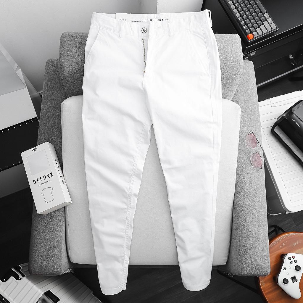 Quần kaki nam DF basic màu TRẮNG tinh form slimfit vải mềm đẹp thoải mái | LASTORE MENSWEAR