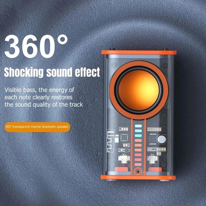 Loa nhạc Mecha trong suốt TWS Âm thanh nổi không dây Loa 5.0 tương thích Bluetooth Tích hợp MIC Âm thanh ánh sáng Nhịp điệu cho bữa tiệc Màu sắc: 2 chiếc