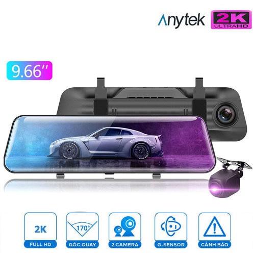 Camera Hành Trình Gương Anytek A26 Quay 2K UHD Màn Hình Cảm Ứng 10 Inch - Hàng chính hãng