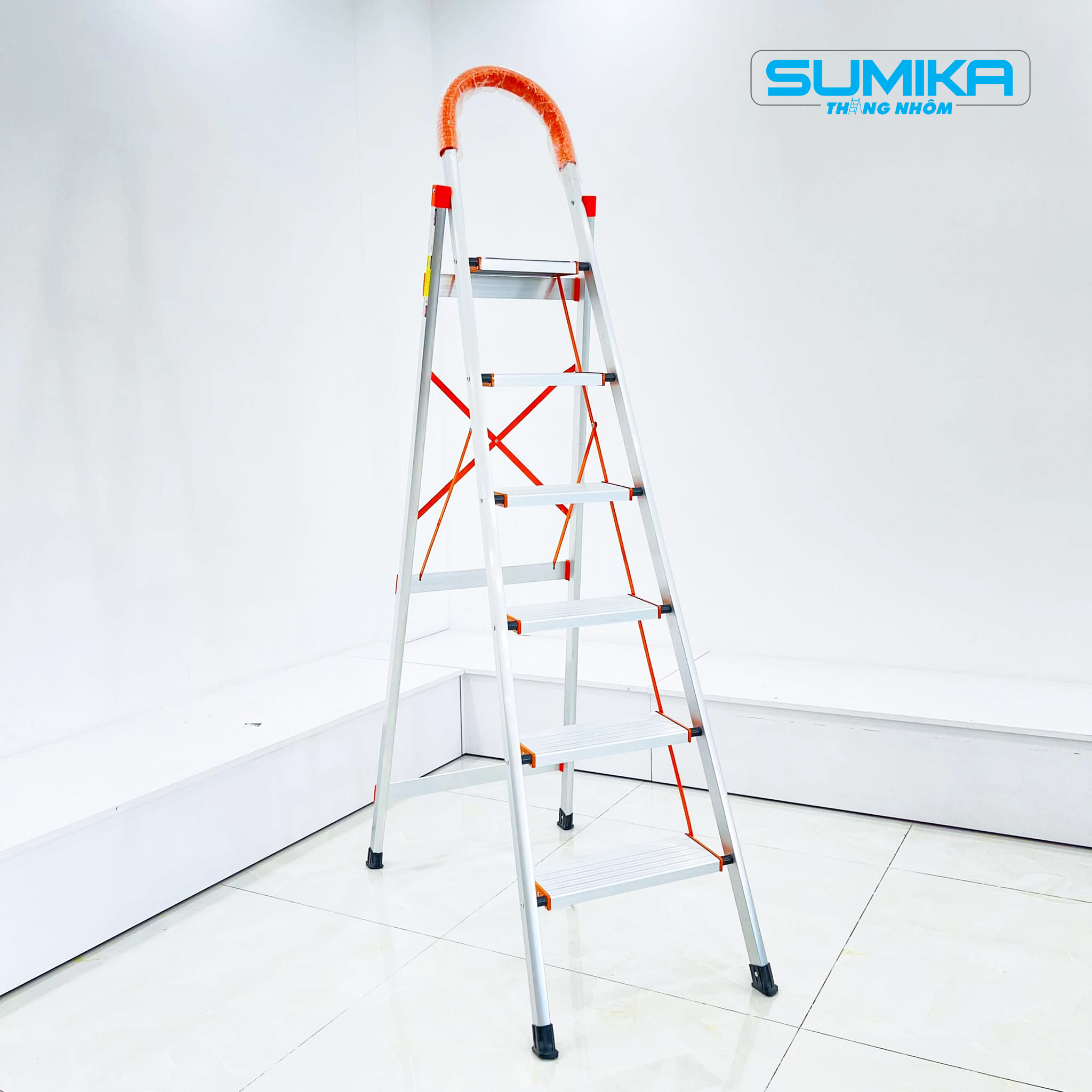 Thang nhôm ghế gia đình 6 bậc SUMIKA SK306 - Chiều cao 2.0m, tải trọng 150kg