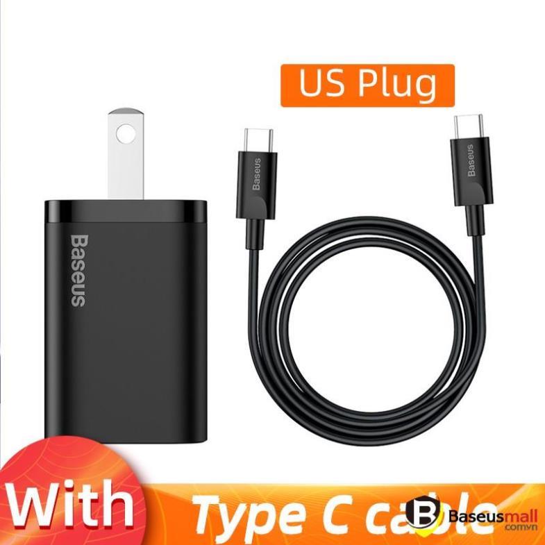 Bộ cốc sạc nhanh kèm cáp C to C Baseus Super Si Quick Charger 1C 25W Sets (Hàng chính hãng)