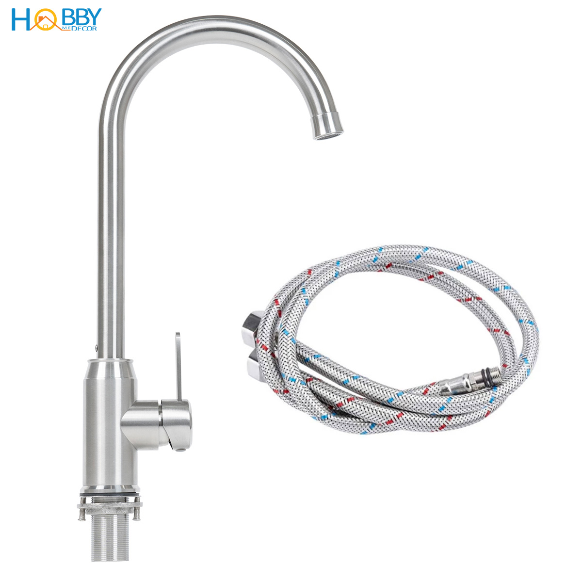 Vòi rửa chén nóng lạnh Inox 304 xoay tròn Hobby home decor CRC5 có dây