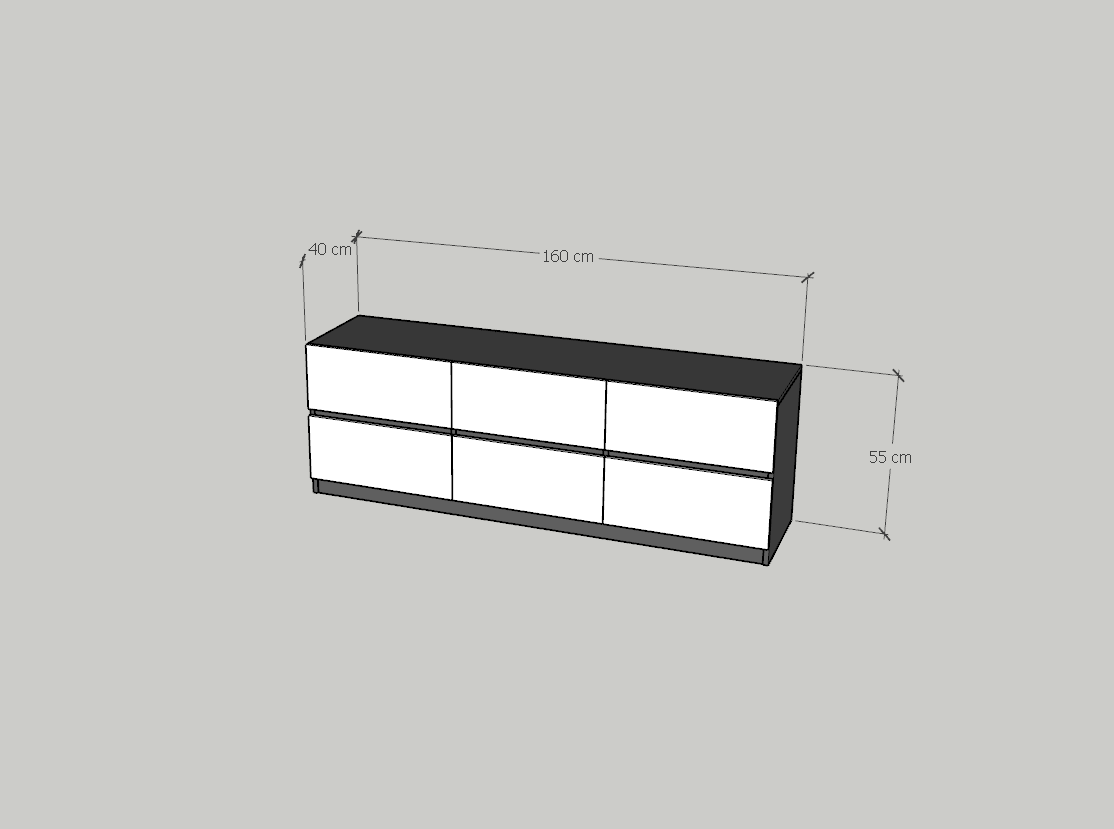 HAPPY FURNITURE , Tủ lưu trữ 6 ngăn kéo - KALA, THK_289, 160cm x 40cm x 55cm DxRxC