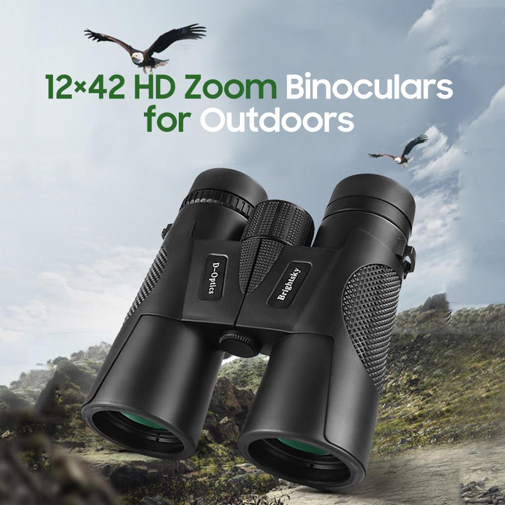 12×42 HD Zoom Binoculars Low Light Level Night Vision Binocular BAK4 Prism Long Distance Telescope with Diopter