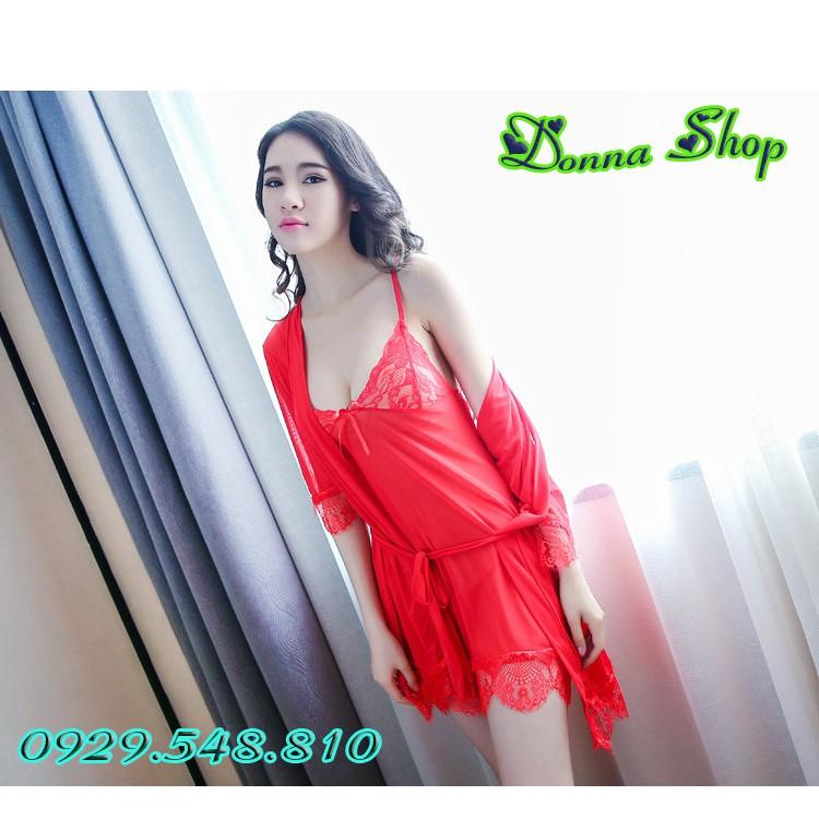 Váy ngủ sexy - Chất liệu voan ren mềm mịn - Mã DN09 màu đỏ