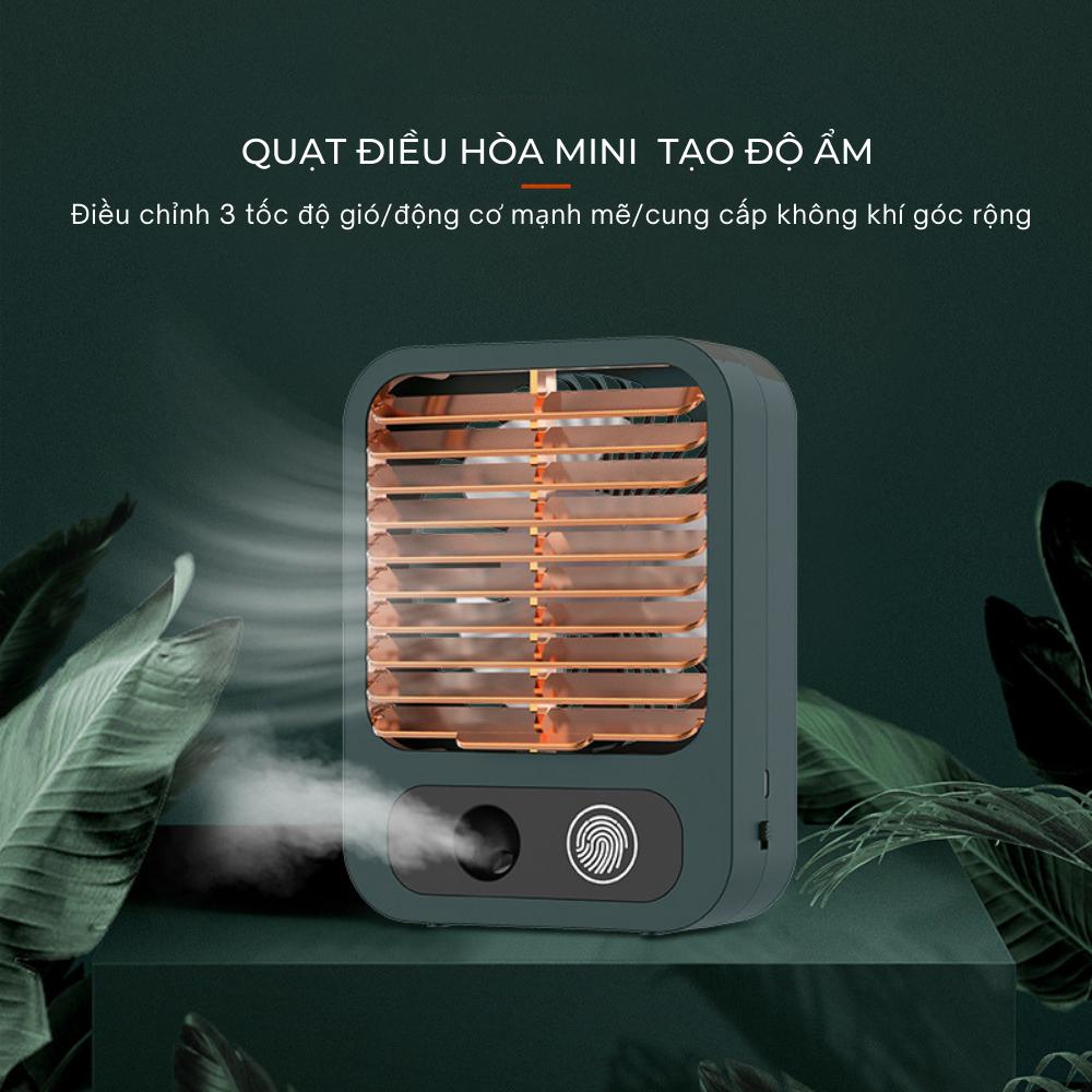 Quạt điều hoà mini để bàn, quạt hơi nước phun sương sạc tích điện 3 tốc độ gió, dung tích bình 150ml, bảo hành 6 tháng