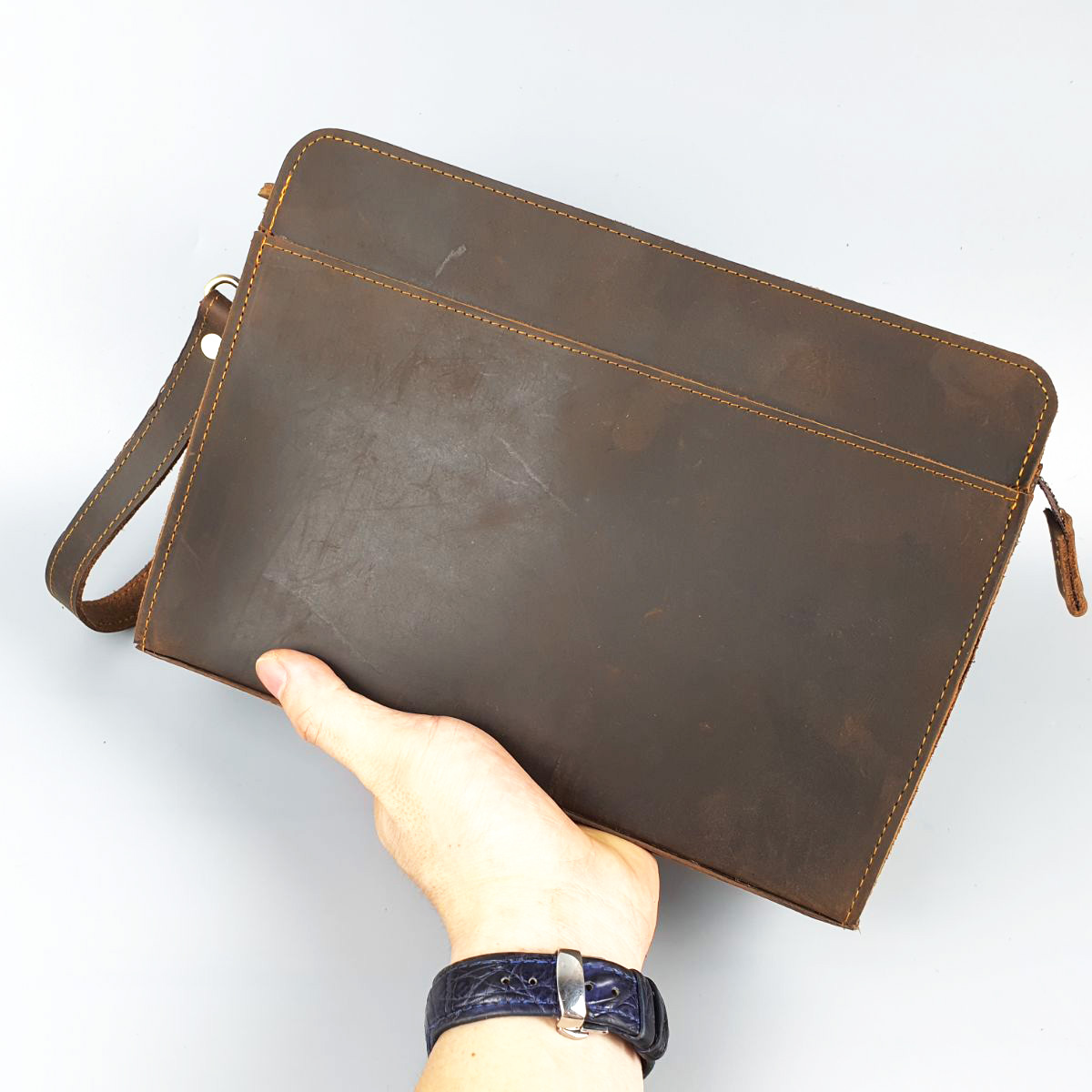 Clutch nam da bò thật; Túi cầm tay nam da sáp CL145LS - 100% da bò thật