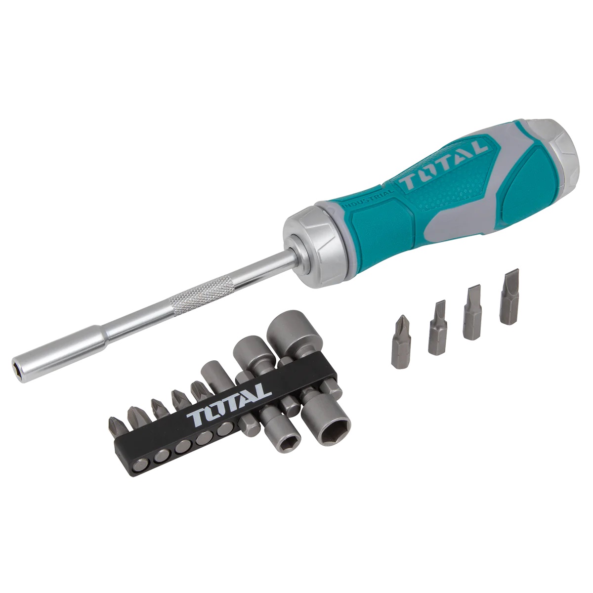 Bộ tua vít 15 chi tiết đa năng TOTAL TACSD30156 - nhiều loại mũi vít, tay cầm nhựa nhám chắc chắn, thép chuyên dụng CR-V, có từ tính