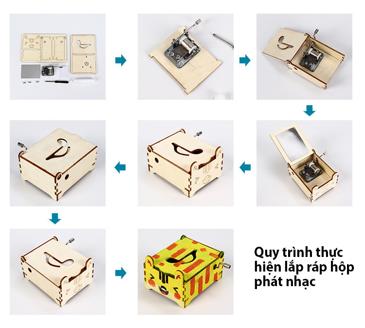 Bộ đồ chơi khoa học tự làm hộp nhạc bằng gỗ – DIY Wood Steam