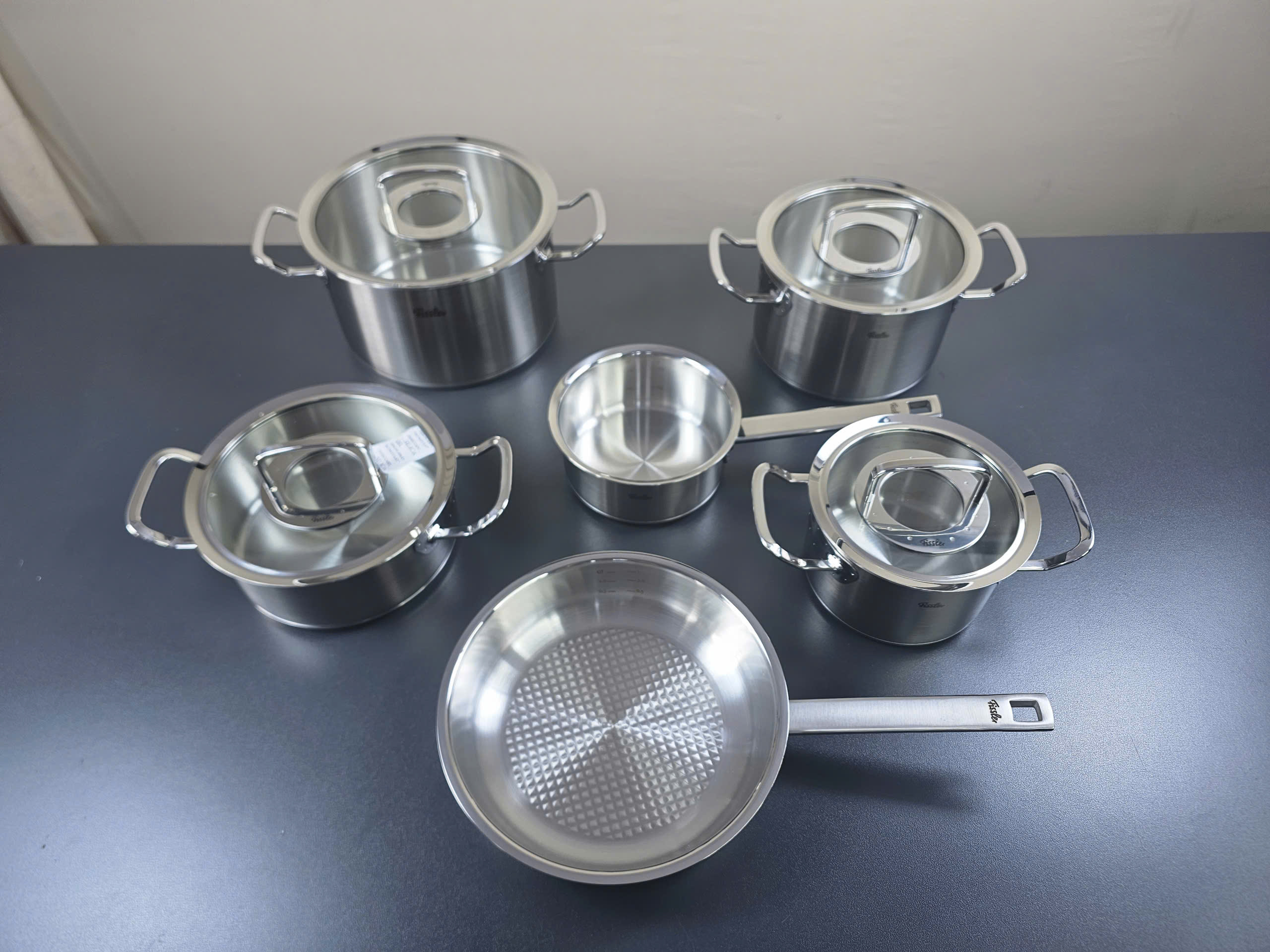 Bộ nồi Fissler profi 4 nồi 1 quánh 1 chảo inox profi nắp kính