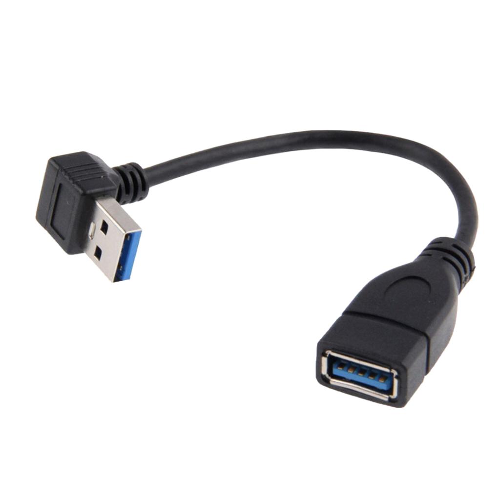 Data Sync 90 Degree USB 3.0 Down Angle Adapter Cable Male A to Female A Connector for Computer USB Extension