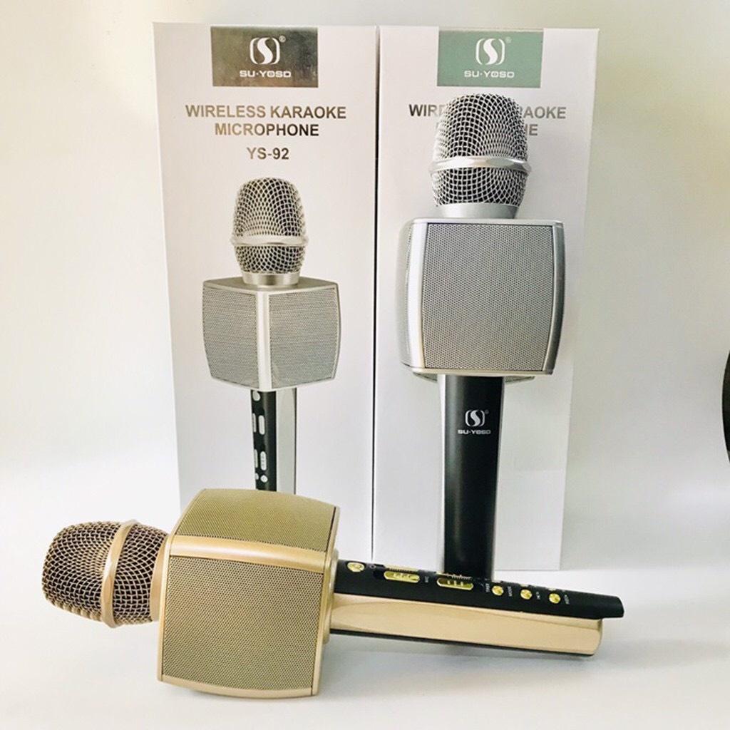 Micro karaoke bluetooth không dây, Mic karaoke YS92 có loa bass chuẩn, Bảo hành 6 tháng