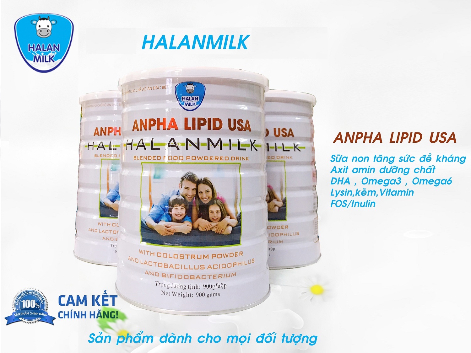 Sữa non Anpha Lipid USA 900g Halanmilk - Giúp tăng sức đề kháng, phục hồi nhanh sức khỏe