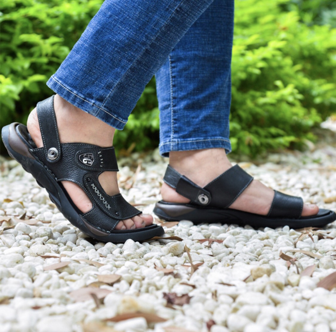 Sandal da bò đế kếp, da thật 100% kết hợp đế kếp cao 3,5cm cực đẹp khâu may chân quai siêu chắc chắn SD88