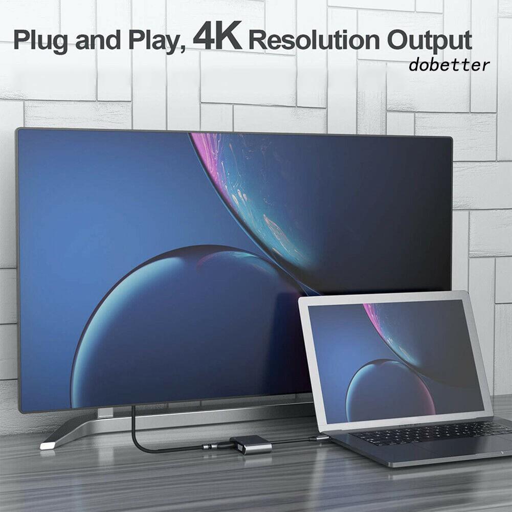 Bộ chuyển đổi USB Type-C sang HDMI VGA hỗ trợ đọc thẻ 4 trong 1 dành cho Laptop táo
