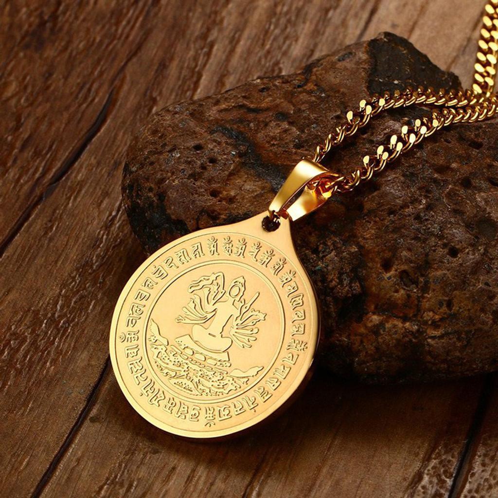 Gold Figure of Buddha Pendant Chain Necklace Fashion Jewelry Gift for Men Women