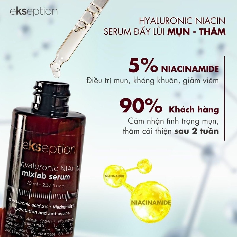 Bộ đôi ngừa mụn, mờ thâm Ekseption Hyaluronic Niacin và Fusion Retinol 1.0