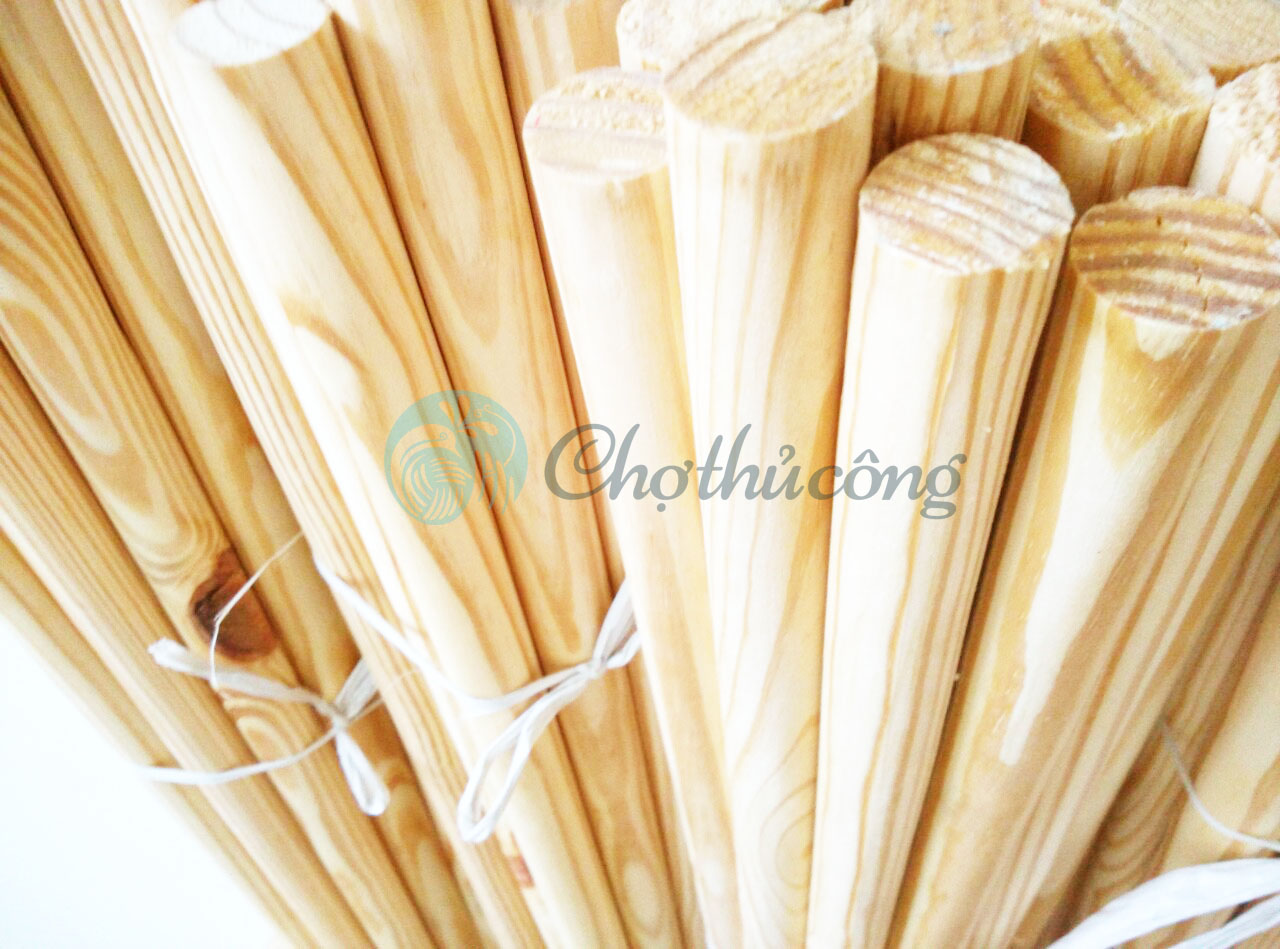 Thanh gỗ thông, thanh gỗ tròn phi 1-3cmx50-60cm, cây gỗ tròn làm phụ kiện macrame decor, cây treo rèm, cây lăn bột hoặc đất sét