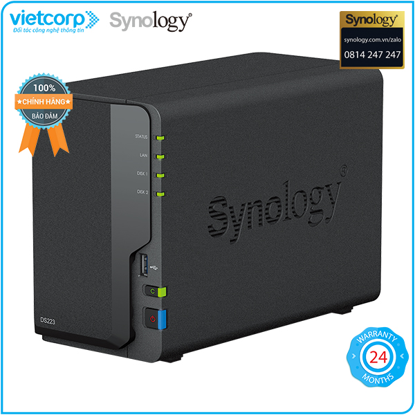 Thiết bị lưu trữ mạng NAS Synology DS223 (Đen) - Hàng Chính Hãng