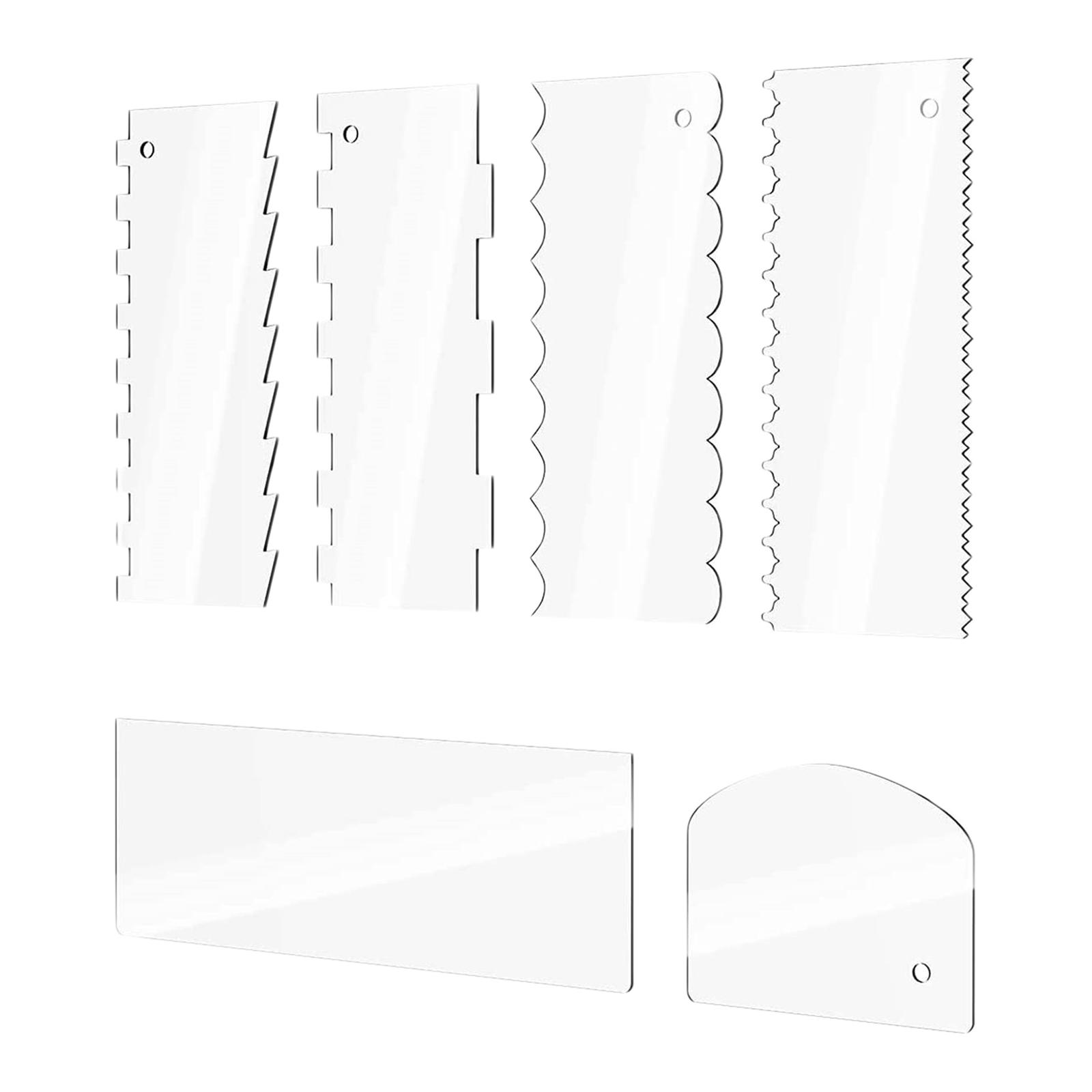 6 Pieces Acrylic Cake Scraper for Cake Edges Icing Mousse Kitchen Supply