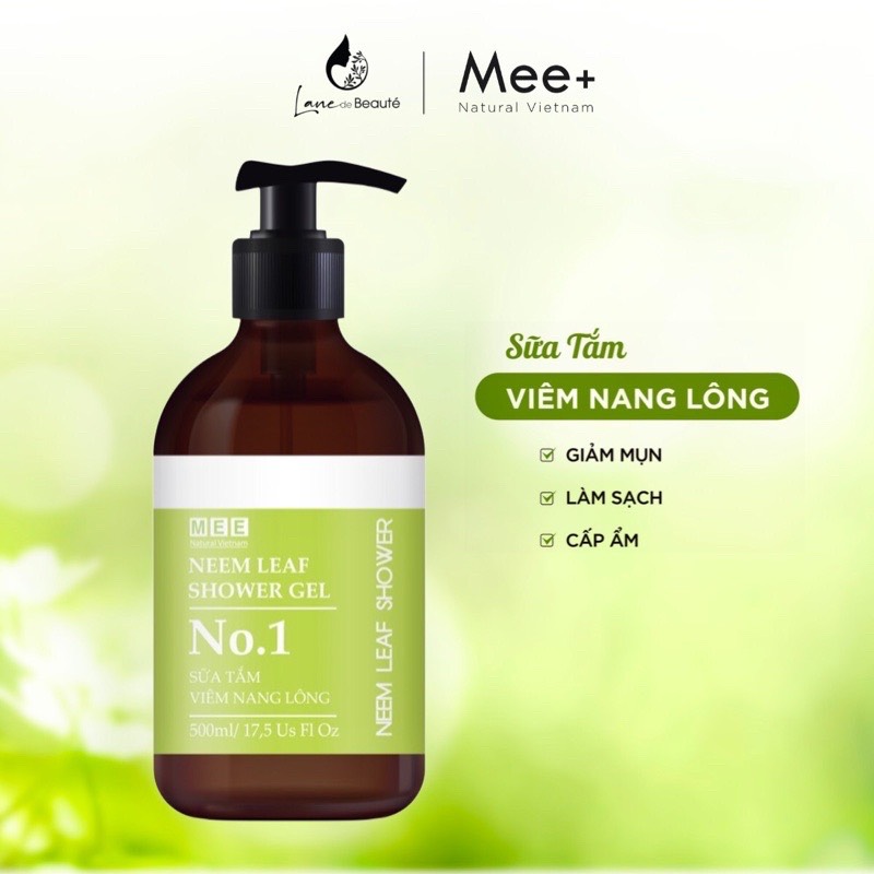 Sữa tắm giảm mụn, ngừa viêm nang lông Mee Natural 500ml