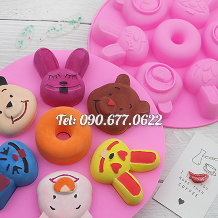 Khuôn silicone làm bánh, rau câu, socola 7 thỏ con, gấu Pooh – Mã số 1417