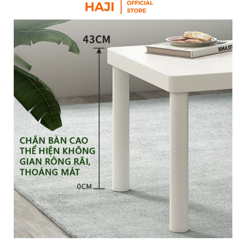 Bàn trà hình vuông, bàn decor, bàn cafe chân sắt trắng kiểu dáng hàn quốc, thương hiệu HAJI - GM110