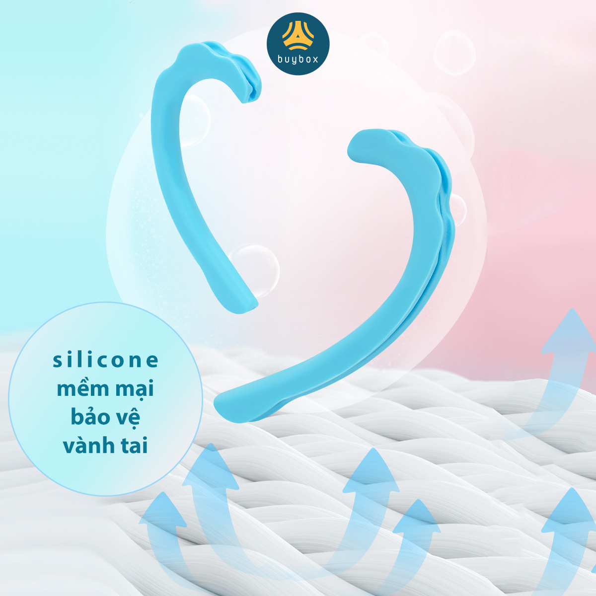 Quai đeo khẩu trang chất liệu silicone giúp đệm êm vành tai, giảm hằn đỏ (Mẫu có gợn sóng)_BUYBOX_BBPK195
