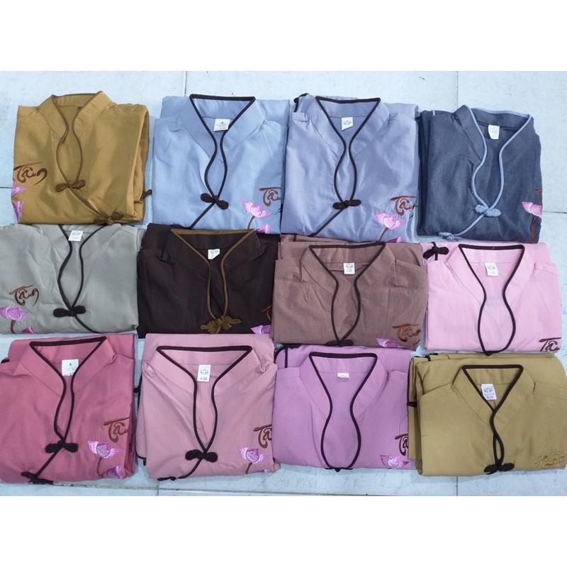 ĐỒ LAM ĐI CHÙA Tàu Xéo Thêu Hoa Sen