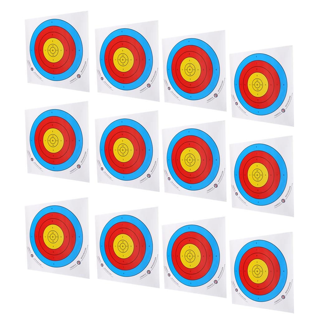 12 Pieces Professional Archery Target Paper For Recurve Bow Longbow 43x43cm