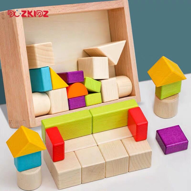 Đồ chơi gỗ thông minh - Bộ 30 khối gỗ ghép hình sáng tạo - DOZKIDZ