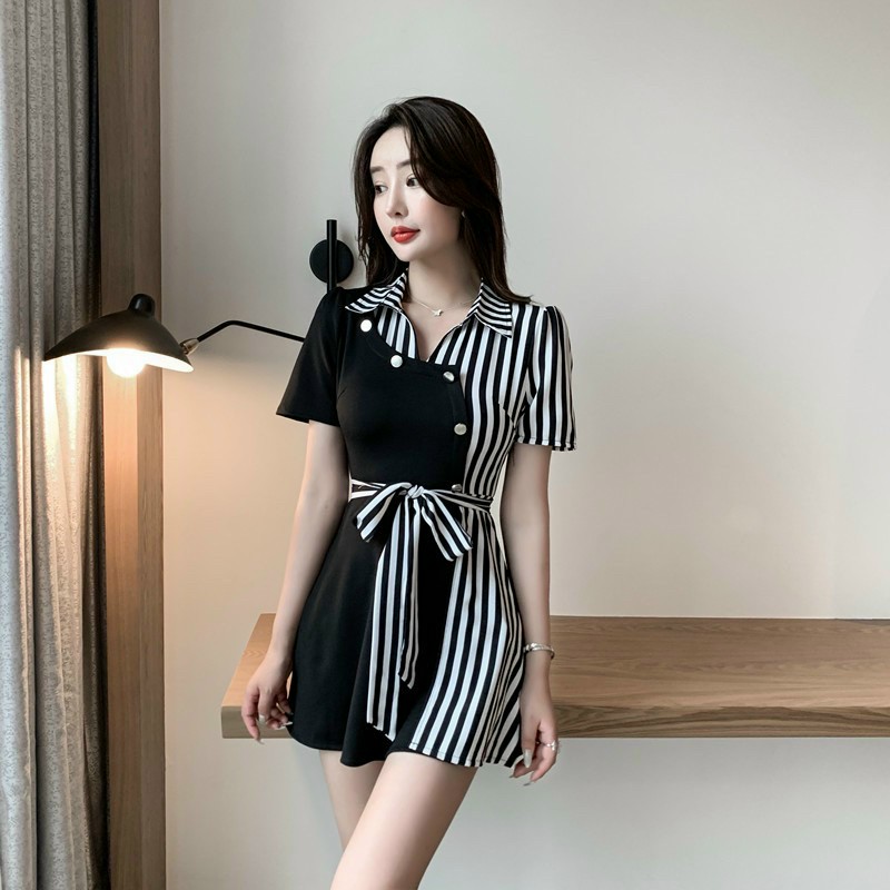 Sét SHORT Phối  Sọc Cột Eo (Hàng nhập