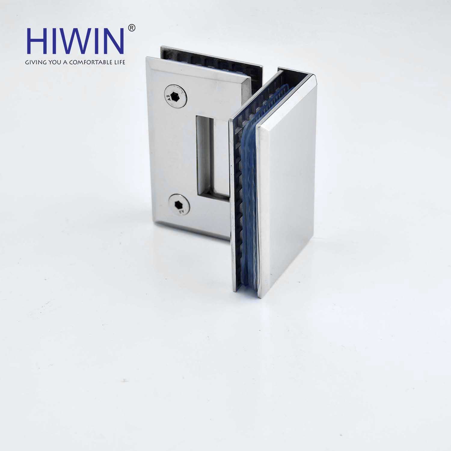 Tên gọi: Bản lề phòng tắm kính 90 độ cạnh vát mặt gương inox 304 Hiwin HG-011
