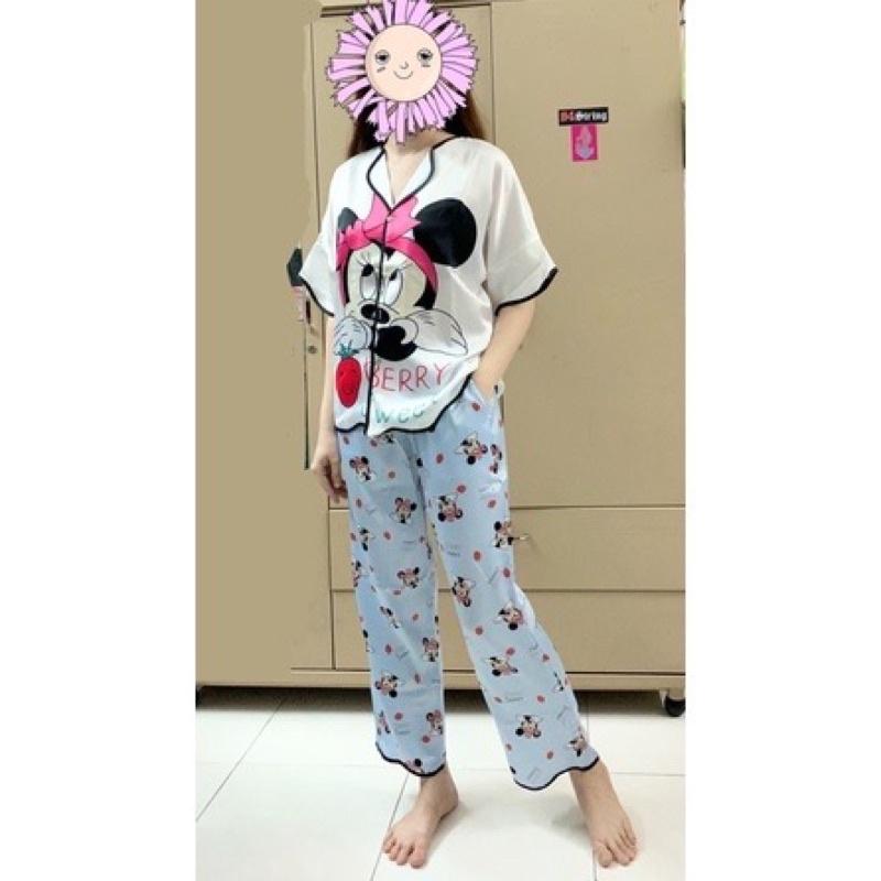 Đồ bộ nữ, bộ pijama tay cộc quần dài chất liệu LATIN cao cấp mềm mịn, cho nữ dưới 60kg