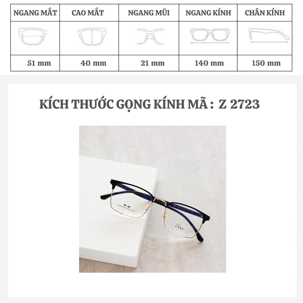 Gọng cận nam, tròng kính đổi màu, chống ánh sáng xanh, gọng kính vuông mã Z5201-2723
