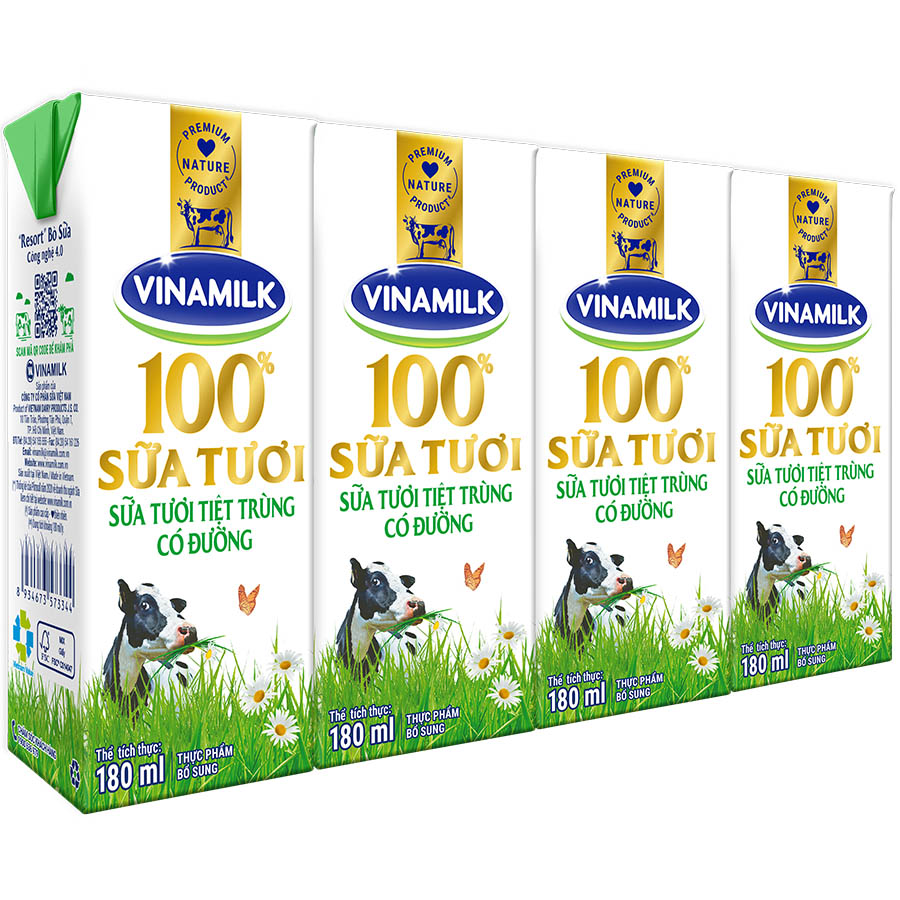 Thùng 48 Hộp Sữa Tươi Tiệt Trùng Vinamilk 100% Có Đường