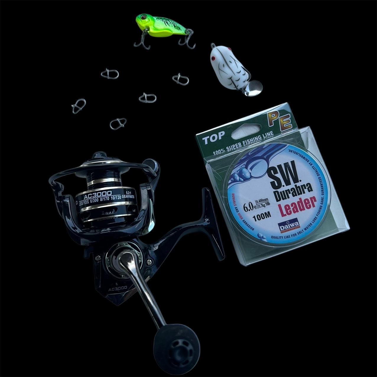 Bộ Combo Cần Lure Titan Máy Đứng Deukio AC Tặng Kèm Phụ Kiện