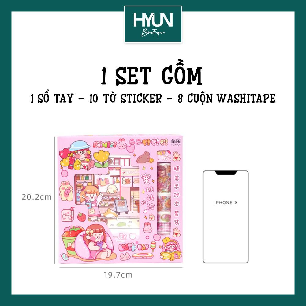 Set sổ tay sticker dán washi tape dễ thương trang trí bullet journal planner HYUN BOUTIQUE