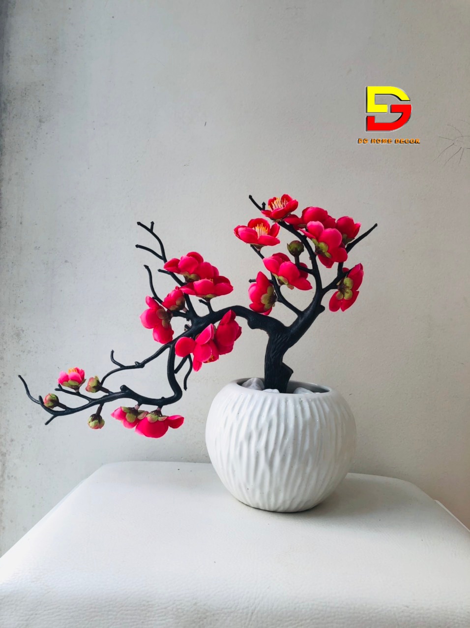 Chậu Hoa Đào Thế Tài Lộc Cao Cấp Trang Trí Nhà Cửa, Decor Nội Thất Tuyệt Đẹp - Hoa Đào Giả - Hoa Để Bàn Phòng Khách