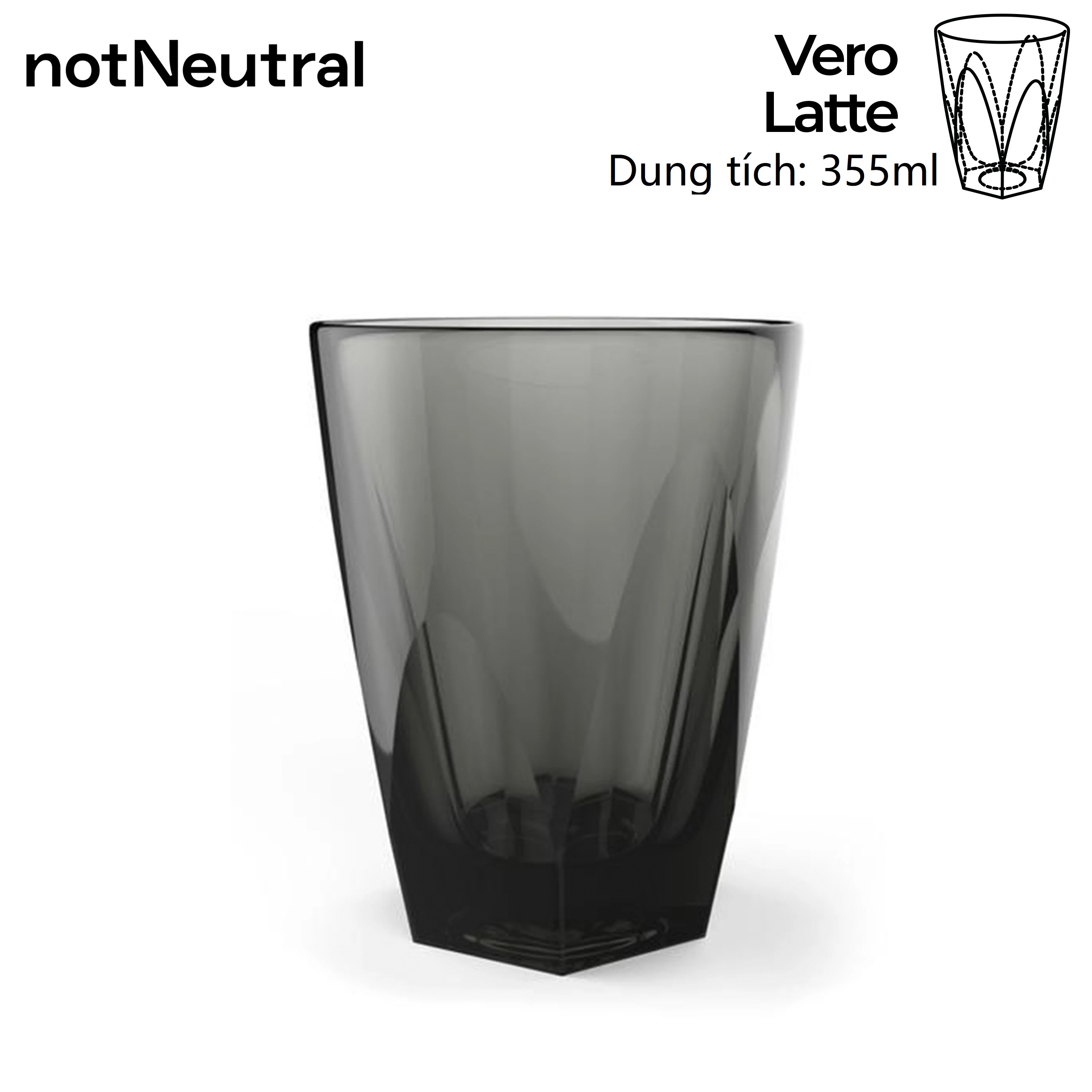 Ly Latte NotNeutral VERO thủy tinh 355ml