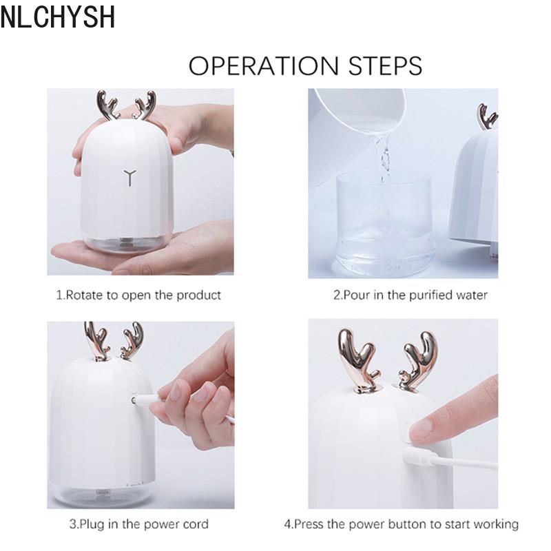 220Ml USB Khuếch Tán Hương Thơm Tinh Dầu Máy Tạo Độ Ẩm Phun Sương Siêu Âm 7 Đèn LED Đổi Màu Đèn Ngủ Thoáng Mát Phun Sương Dành Cho nhà