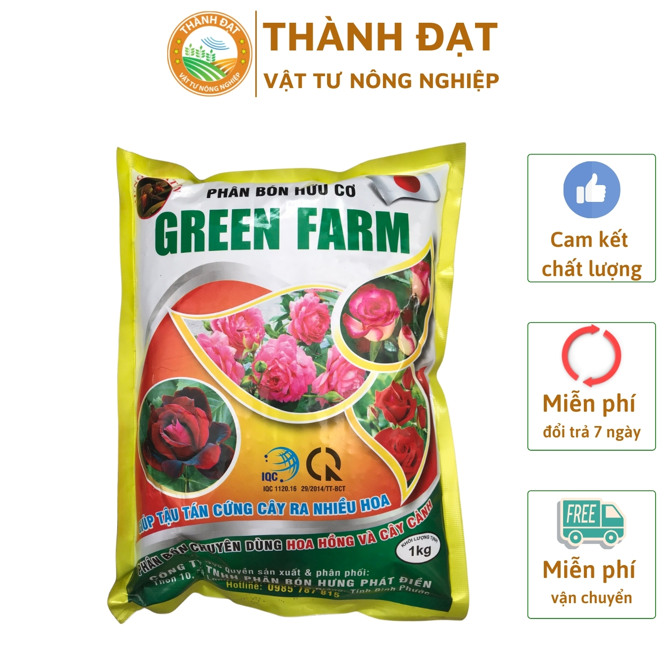 Phân bón hưu cơ hoa hồng - Cây Kiểng Green Farm 1 Kg