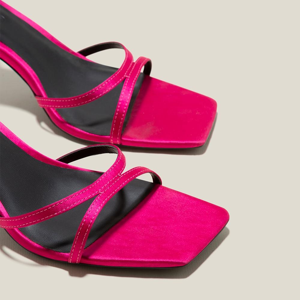 Vascara Sandal Quai Satin Mảnh Nhấn Gót Hiệu Ứng Aluminium - SDN 0764