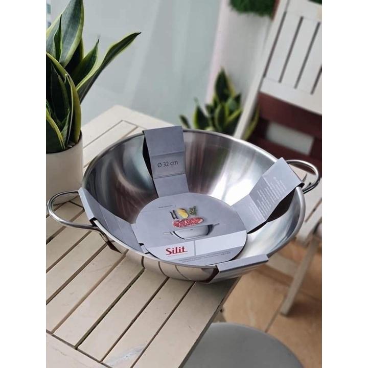 Chảo Xào Sâu Lòng Silit Wok, Size 32cm, Chất Liệu Thép Không Gỉ, Dẫn Nhiệt Tốt, Phù Hợp Cho Mọi Loại Bếp, Nhập Đức