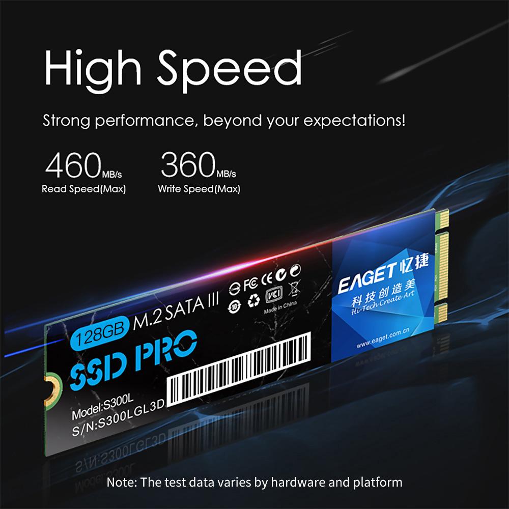 Ổ cứng thể rắn EAGET S300L M.2 (NGFF) 256GB tốc độ cao n mỏng gọn nhẹ chống va đập cho máy tính xách tay